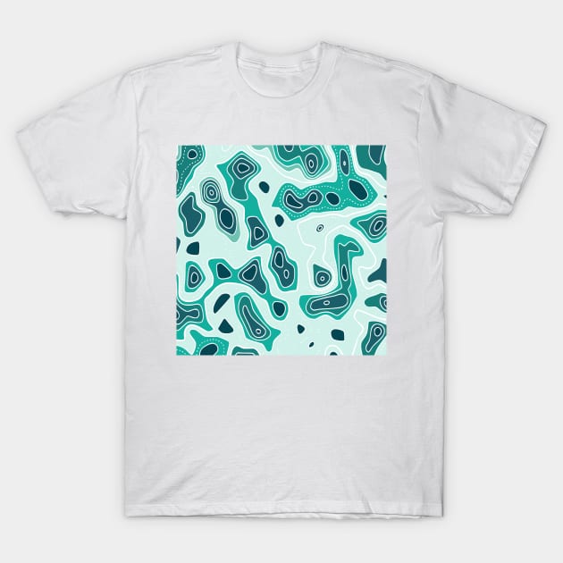 Blue Abstract Pattern of Ocean Depth Map T-Shirt by kapotka